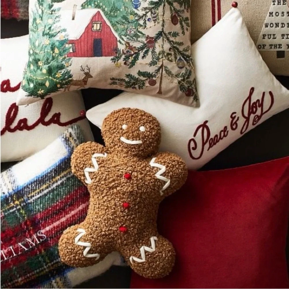 Pottery Barn Mr. Spice Gingerbread Pillow Christmas Holiday Decorative